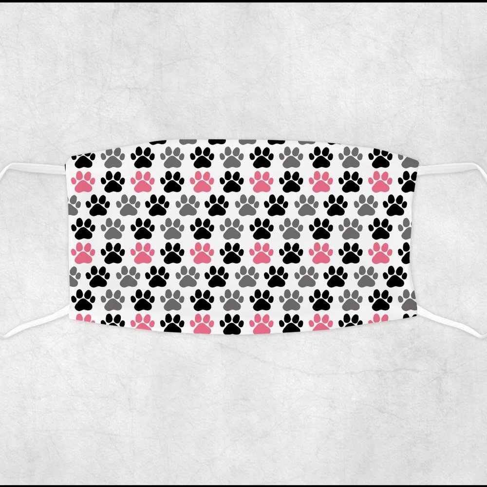 Pink and Black Dog Paw Handmade Custom Face Mask